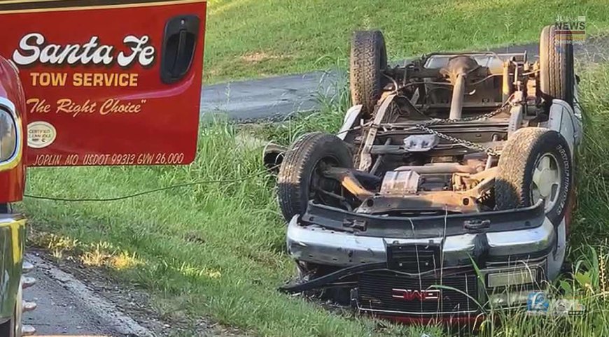 SUV ROLLS IN CRASH, TAKES OUT PORTION OF GUARDRAIL OVER TURKEY CREEK