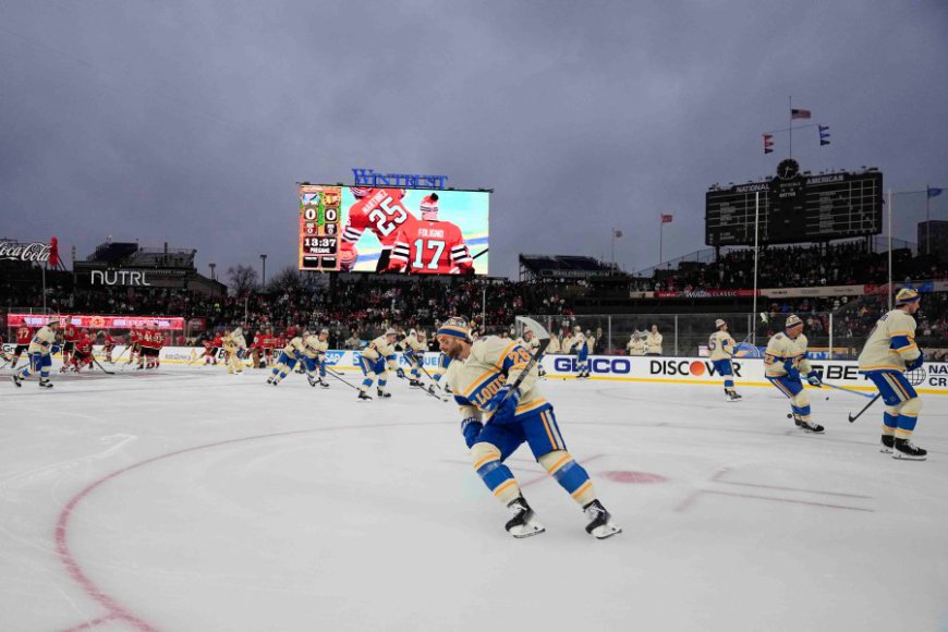 Cam Fowler scores twice in his 1000th game, Blues beat Blackhawks 6-2 in Winter Classic